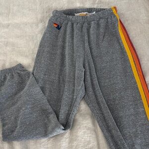 Aviator Nation Gray Sweatpants with Colorful Side Stripes